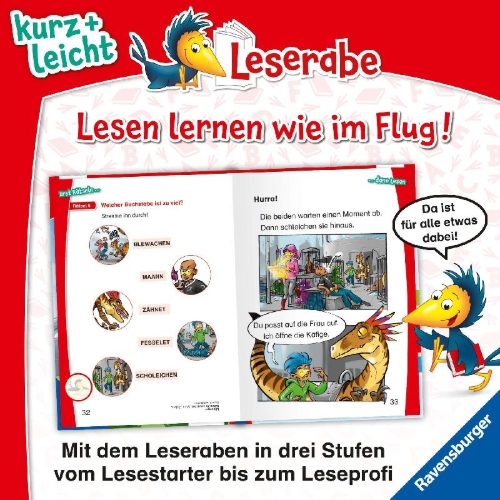 Buchcover und Innenansicht für das Buch: Leserabe 1. Lesestufe Kurz und leicht - Befreit die Dinos!