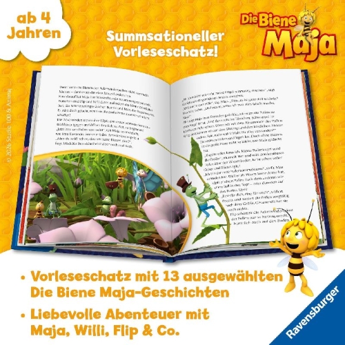 Buchcover und Innenansicht für das Buch: Die Biene Maja - Mein schönster Geschichtenschatz