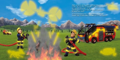 Buchcover und Innenansicht für das Buch: Feuerwehrmann Sam: Schau genau! - Leuchten - Suchen - Entdecken