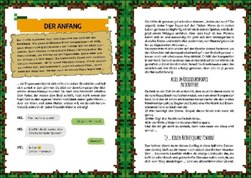 Buchcover und Innenansicht für das Buch: Minecraft Échappe-Toi! - En Mode Survie