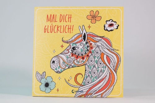 Buchcover und Innenansicht für das Buch: Mal dich glücklich! - Pferde