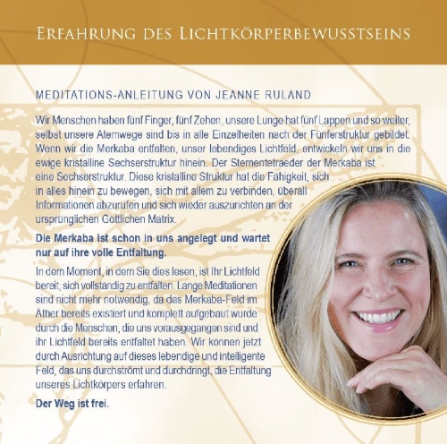 Buchcover und Innenansicht für das Buch: MERKABA EXTRA LANG [mit 22 Minuten Hommage an Jeanne Ruland in 528 Hertz]