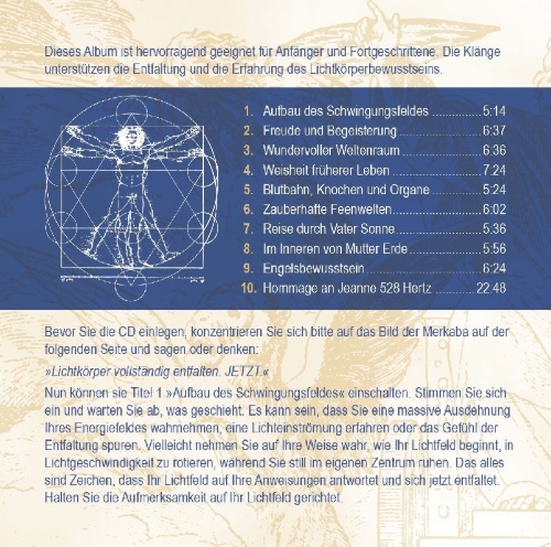 Buchcover und Innenansicht für das Buch: MERKABA EXTRA LANG [mit 22 Minuten Hommage an Jeanne Ruland in 528 Hertz]