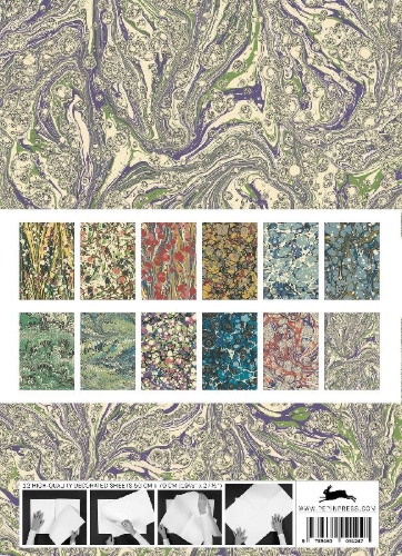 Buchcover und Innenansicht für das Buch: Marbled Paper Designs