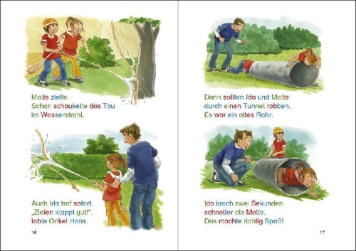 Buchcover und Innenansicht für das Buch: Leselöwen - Das Original: Die schönsten Silbengeschichten für Jungs zum Lesenlernen