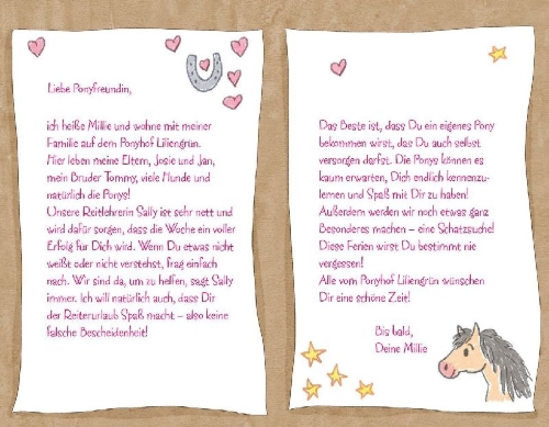 Buchcover und Innenansicht für das Buch: Ponyhof Liliengrün Royal (Band 3) - Clara und Camillo