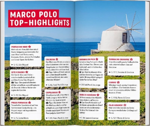 Buchcover und Innenansicht für das Buch: MARCO POLO Reiseführer Azoren