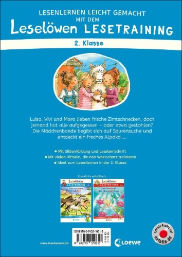 Buchcover und Innenansicht für das Buch: Leselöwen Lesetraining 2. Klasse - Ein Fall für die Mädchenbande