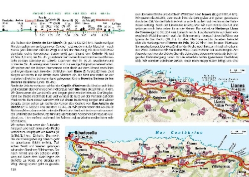 Buchcover und Innenansicht für das Buch: ROTHER Wanderführer Jakobsweg - Camino del Norte