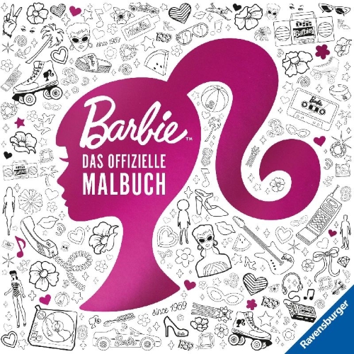 Buchcover und Innenansicht für das Buch: Barbie: Das offizielle Malbuch