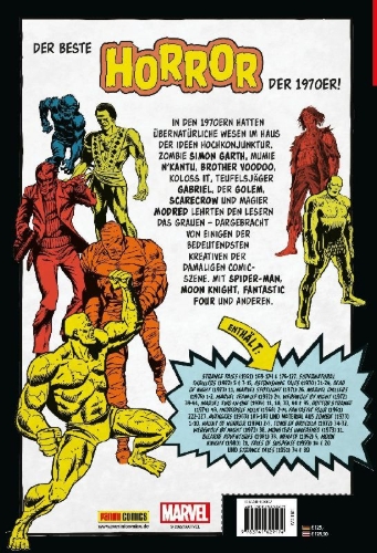 Buchcover und Innenansicht für das Buch: Strange Tales (1951) 169-174 & 176-177, Supernatural Thrillers (1972) 5 & 7-15, Astonishing Tales (1970) 21-24, Dead of Night (1973) 11, Marvel Spotlight (1971) 26, Marvel Chillers (1975) 1-2, Marvel Team-up (1972) 24, Werewolf by Night (1972) 39-41, u.a.