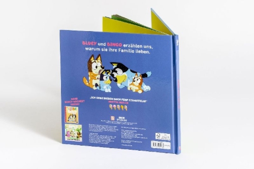Buchcover und Innenansicht für das Buch: Bluey - I love my family