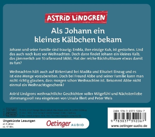 Buchcover und Innenansicht für das Buch: När Johan fick en liten kalv