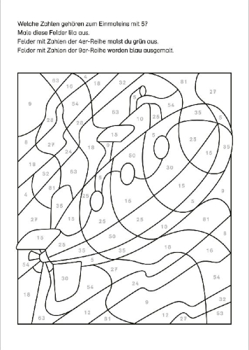 Buchcover und Innenansicht für das Buch: LERNSTERN. Mein Mathe-Malblock. Das kleine Einmaleins