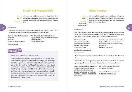 Buchcover und Innenansicht für das Buch: Sprache erleben in der Krippe