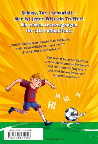 Buchcover und Innenansicht für das Buch: Auf den Rasen, fertig, los! Die besten Fußballwitze
