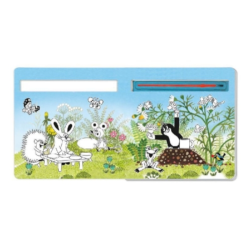 Buchcover und Innenansicht für das Buch: Trötsch Der kleine Maulwurf Malbuch mit Pinsel Mein erstes Zaubermalbuch