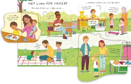 Buchcover und Innenansicht für das Buch: Aufklappen und Gefühle verstehen: Liebe - Was ist das?