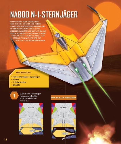 Buchcover und Innenansicht für das Buch: Star Wars Folded Flyers: Make 30 Paper Starfighters