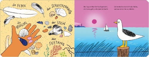 Buchcover und Innenansicht für das Buch: Möwe Emma im Gewimmel: Am Meer