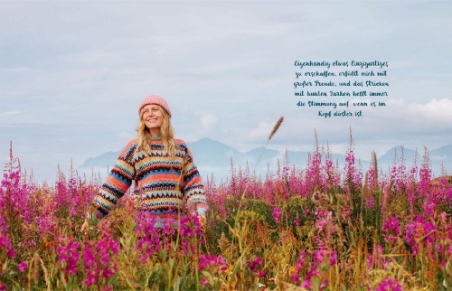 Buchcover und Innenansicht für das Buch: Fargerik - Farbenfrohe Strickideen aus Norwegen