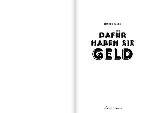 Buchcover und Innenansicht für das Buch: Dafür haben sie Geld