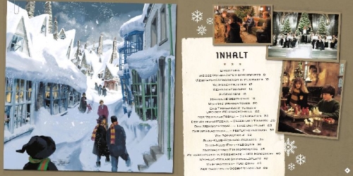 Buchcover und Innenansicht für das Buch: Harry Potter: Christmas at Hogwarts: Magical Movie Moments