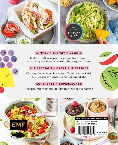 Buchcover und Innenansicht für das Buch: Veggie kitchen - Das Kochbuch für Teenager