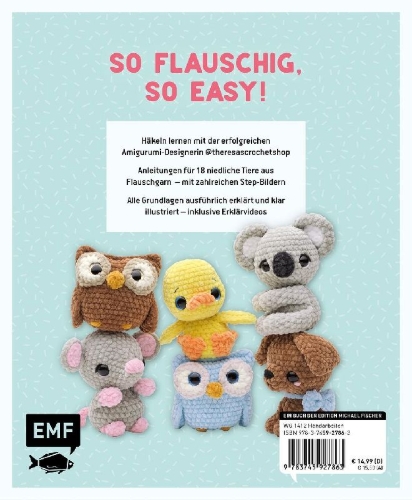 Buchcover und Innenansicht für das Buch: Flauschige Amigurumi-Häkelschule
