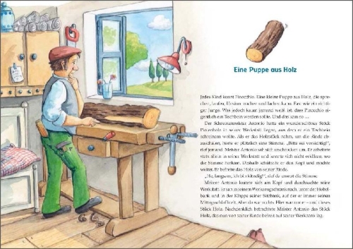 Buchcover und Innenansicht für das Buch: Pinocchio