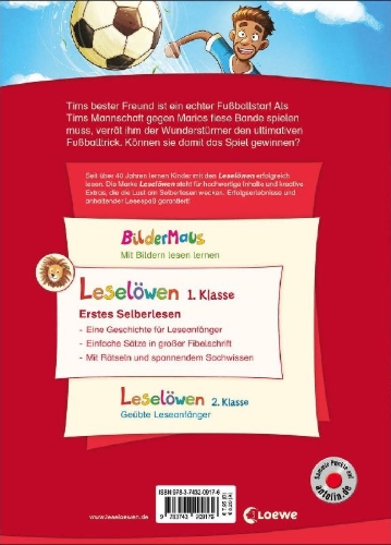 Buchcover und Innenansicht für das Buch: Leselöwen 1. Klasse - Anpfiff für den Wunderstürmer!