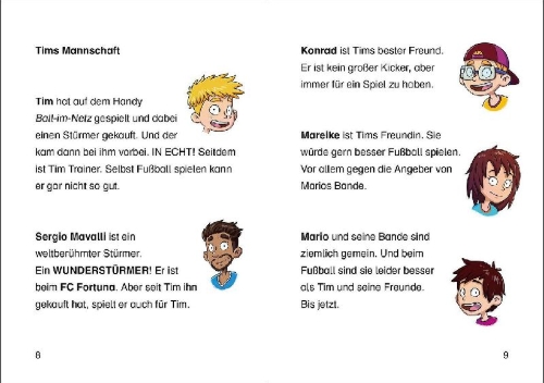 Buchcover und Innenansicht für das Buch: Leselöwen 1. Klasse - Anpfiff für den Wunderstürmer!