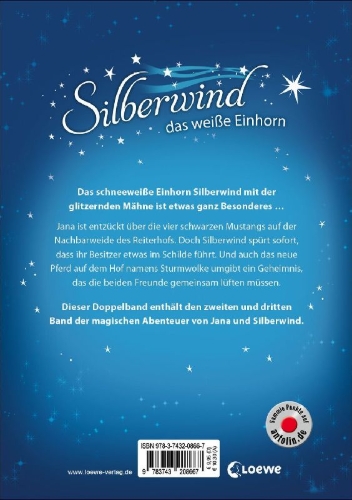 Buchcover und Innenansicht für das Buch: Silberwind, das weiße Einhorn (Band 3-4) - Das Geheimnis der magischen Pferde