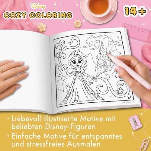 Buchcover und Innenansicht für das Buch: Cozy Coloring Disney - Cuties