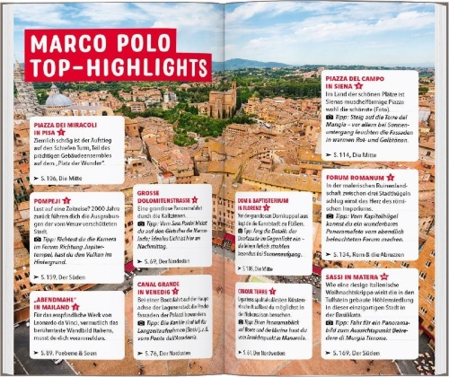 Buchcover und Innenansicht für das Buch: MARCO POLO Reiseführer Italien