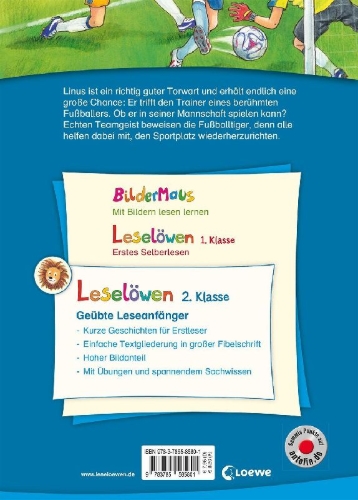 Buchcover und Innenansicht für das Buch: Leselöwen 2. Klasse - Fußballgeschichten