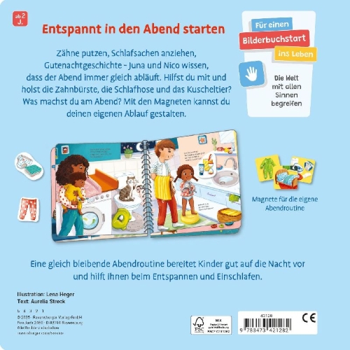 Buchcover und Innenansicht für das Buch: Mein großes Magnetbuch - Das machen wir am Abend