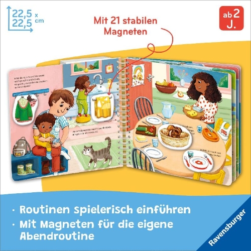 Buchcover und Innenansicht für das Buch: Mein großes Magnetbuch - Das machen wir am Abend