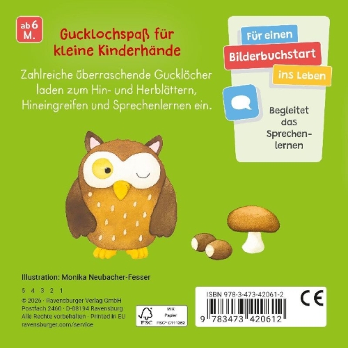 Buchcover und Innenansicht für das Buch: Mein Gucklochbuch: Viele Tiere