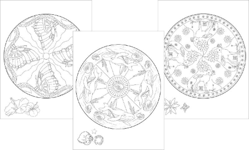 Buchcover und Innenansicht für das Buch: Ich male Mandalas aus. Mandalablock für Kindergarten und Vorschule