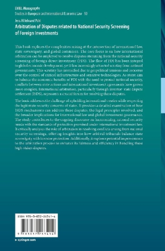 Buchcover und Innenansicht für das Buch: Arbitration of Disputes related to National Security Screening of Foreign Investments
