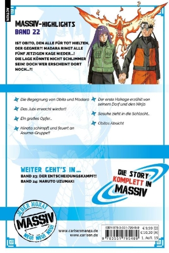 Buchcover und Innenansicht für das Buch: NARUTO Massiv 22