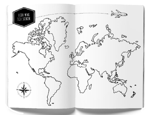 Buchcover und Innenansicht für das Buch: GuideMe Reisetagebuch Travel Diary "Flipflops"