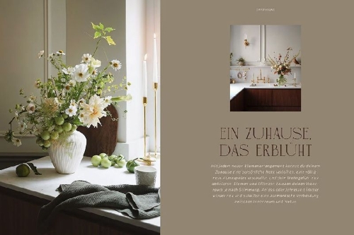 Buchcover und Innenansicht für das Buch: Blooming Interiors. Von Viktoria Askerow aka @tthese_beautiful_thingss