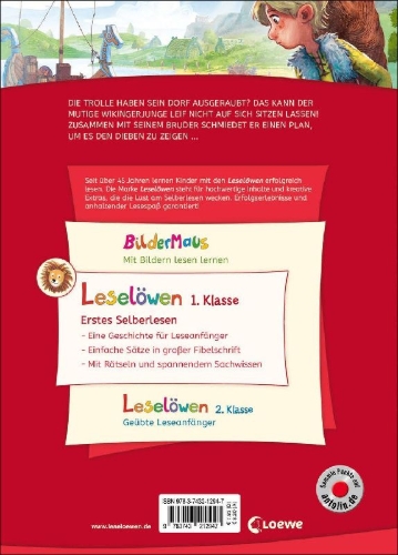 Buchcover und Innenansicht für das Buch: Leselöwen 1. Klasse - Der mutigste Wikinger der Welt (Großbuchstabenausgabe)