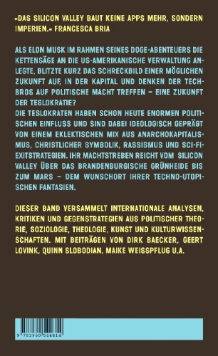 Buchcover und Innenansicht für das Buch: Teslokratie