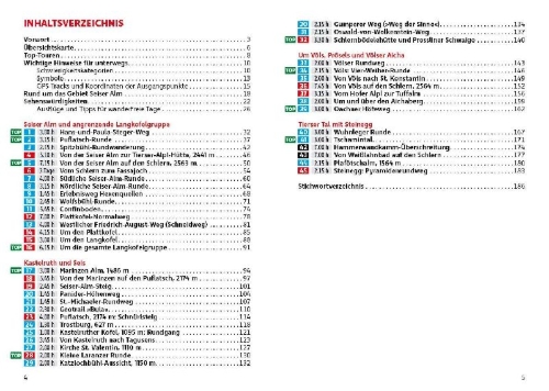 Buchcover und Innenansicht für das Buch: ROTHER Wanderführer Seiser Alm