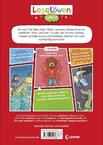 Buchcover und Innenansicht für das Buch: Leselöwen Comics 1. Klasse - Entführung im Drachenwald
