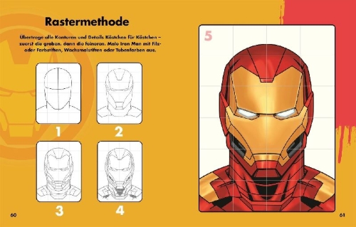 Buchcover und Innenansicht für das Buch: Marvel. So zeichnest du deine Lieblingscharaktere