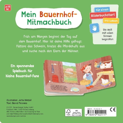 Buchcover und Innenansicht für das Buch: Fahr mit dem Traktor! Mein Bauernhof-Mitmachbuch